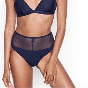 Victoria Secret Maroon Mesh High-Waisted Thong